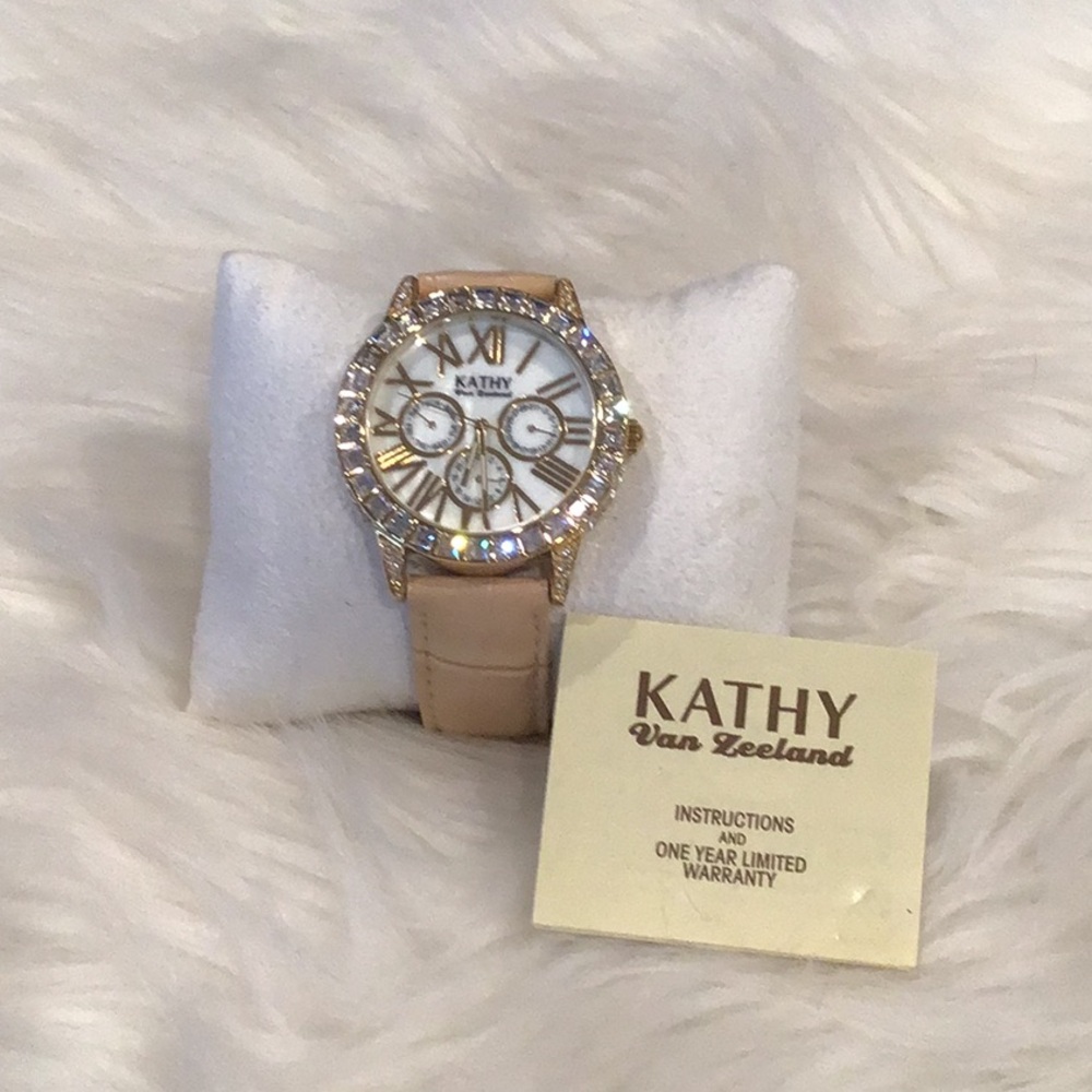 Kathy Van Zeeland Gold and Cream Women's Watch